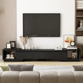 Expandable TV Stand Media Console Table, Modern Entertainment Center with Three Drawers and Two Open Shelves for Living Room Bedroom, Black (65.4-106.3”W x 15.7”D x 15.4”H)