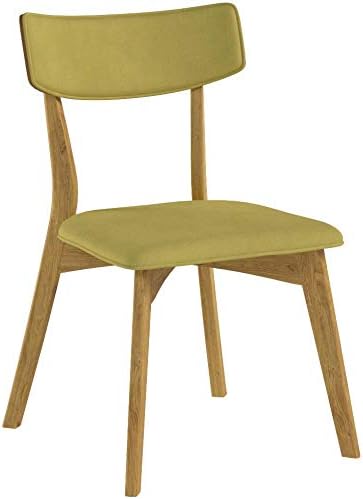 Christopher Knight Home Abrielle Mid-Century Modern Fabric Dining Chairs with Natural Oak Finished Rubberwood Frame, 2-Pcs Set, Green Tea / Natural Oak