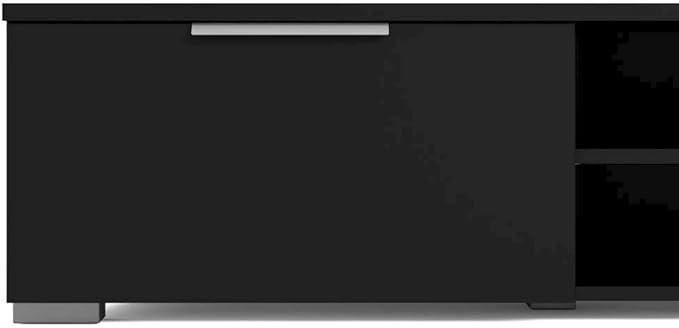 Furnifact Black Matte TV Console with 2 Drawers and 1 Shelf, Low-Profile Entertainment Center for Living Room or Bedroom, Modern Media Console