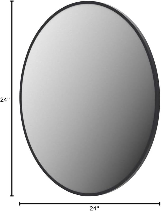 Smartxchoices 24 Inch Round Mirror, Metal Frame Wall Mirror Mounted Black Circle Mirrors, Vanity Mirror Modern Minimalist Wall Décor for Entryway, Bathroom, Washroom, Living Room, Bedroom