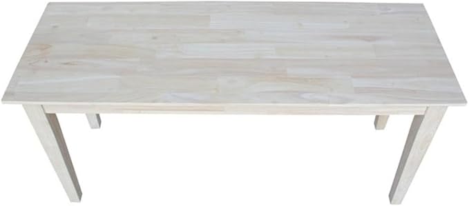 IC International Concepts, Shaker Style Bench, 450 Wt. Capacity, Solid Real Wood, Sturdy Parawood,14 X 39 X 18, Minimum Assembly, DIY, Paint or Stain in Any Color, Unfinished