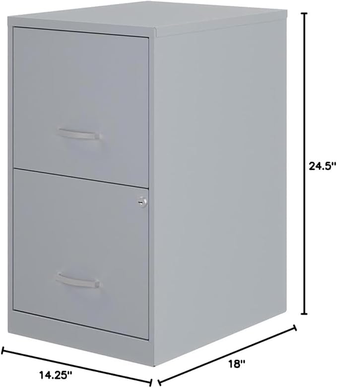 Scranton & Co Set of 2 18" D 2-Drawers Metal File Cabinet in Gray/Platinum