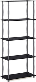 Furinno Turn-N-Tube 5-Tier Multipurpose Shelf / Display Rack / Storage Shelf / Bookshelf, Classic Tubes, Black/Grey