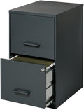 Scranton & Co 18" 2-Drawer Modern Metal Filing Cabinet, Black Finish, Durable Steel Construction, Locking High-Side Drawers for Letter-Size Files, Compact Home or Office Storage Solution, Fully