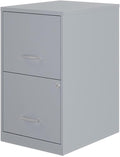 Scranton & Co Modern 18" D 2-Drawer Metal File Cabinet, Gray/Platinum Finish, Letter-Size Hanging File Storage, Locking Drawers, Glide Suspension, Compact Design for Home or Small Office Use