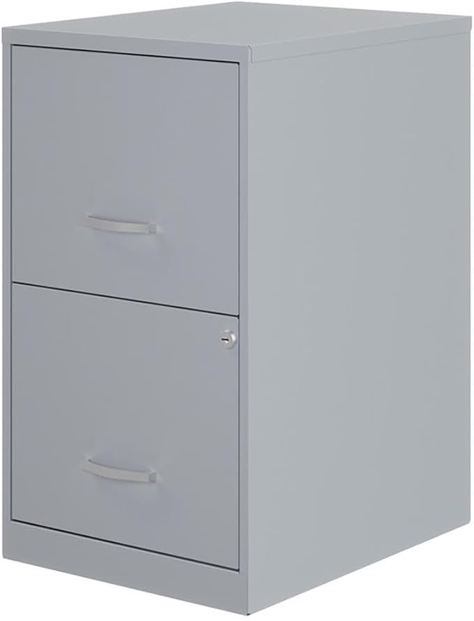 Scranton & Co Set of 2 18" D 2-Drawers Metal File Cabinet in Gray/Platinum