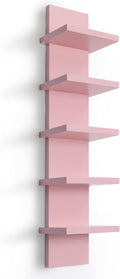 Homaterial 5 Tier Wall Shelf Unit, Decorative Wall Mount Vertical Shelving,Modern Column Floating Shelves for Bedrooms, Living Rooms 5.5" x 7.2" x 31"(Pink)