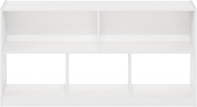 Furinno DALY Book Shelf, 5-Cube Bookshelf, Horizontal Cube Storage Organizer Bookcase, 10.9 x 47.2 x 23.6, for Living Room, Bedroom, Home Office, White