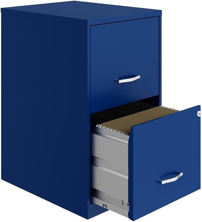 Scranton & Co Set of 2 18" D 2-Drawers Metal File Cabinet in Classic Blue