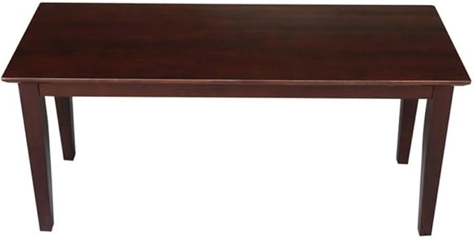IC International Concepts, Shaker Styled Bench , 450lbs wt capacity, Solid Real Wood, Sturdy Parawood, Rich Mocha