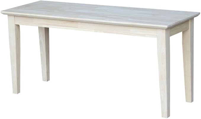 IC International Concepts, Shaker Style Bench, 450 Wt. Capacity, Solid Real Wood, Sturdy Parawood,14 X 39 X 18, Minimum Assembly, DIY, Paint or Stain in Any Color, Unfinished