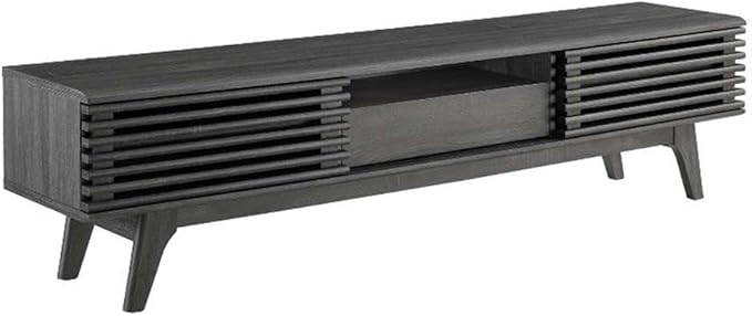 Modway Render Mid-Century Modern Low Profile 70 Inch TV Stand in Charcoal, 70"