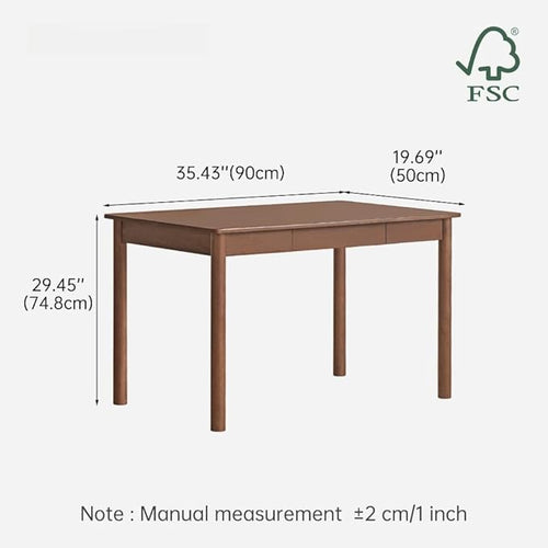 100% Solid Wood Desk, Home Office Writing Desk, Mid Century Modern Computer Desk with Drawers for Study Living Room 35" W