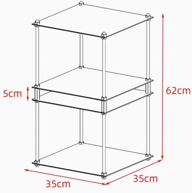 Modular Stainless Steel Shelving Unit, Silver Metal Storage Rack, Modern Living Room Side Table,Coffe Table(H24.4'')