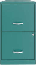 Scranton & Co 2-Drawer Metal File Cabinet, 18" Deep, Painted Steel, Teal/Turquoise Finish, Locking High-Side Drawers for Letter Files, Smooth Glide Suspension, Compact Home or Office Storage Solution