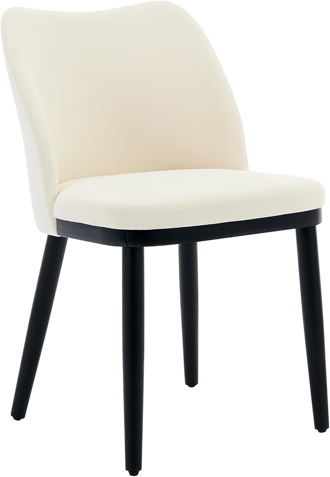 GarveeHome Wooden Dining Chairs Set of 2, Upholstered Kitchen Dining Room Chairs with Padded Seat and Wood Legs, Modern Fabric Side Dinner Chair for Kitchen, Dining Room, Restaurant, Cafe
