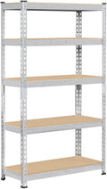 Topeakmart 5-Tier Utility Shelves, Metal Storage Shelves, Adjustable Shelving Units, Boltless Assembly, Garage Shelves Shed Shelving for Warehouse Garage Shed Basement- Silver, 27.5 x 12x 60 Inch