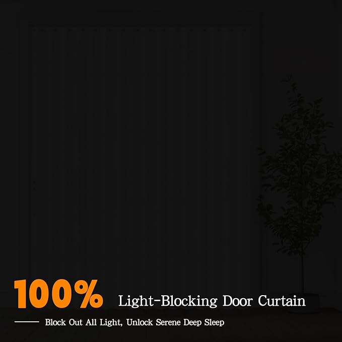 Jilron Accordian Door Curtain, 100% Blackout Folding Magnetic Doorway Curtains,Linen Style Closet Doors,for Room Divider,Privacy Protection（W72 x L78,White,1 Panel）
