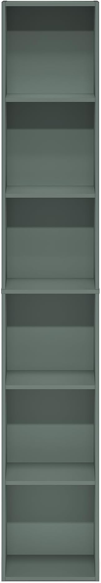 Furinno LUDER Book Shelf, 6-Tier Tall Modern Bookshelf, Bookcase with Open Shelving, Floor Standing Shelves, 9.3 x 12 x 71, for Living Room, Bedroom, Home Office, Sage Green