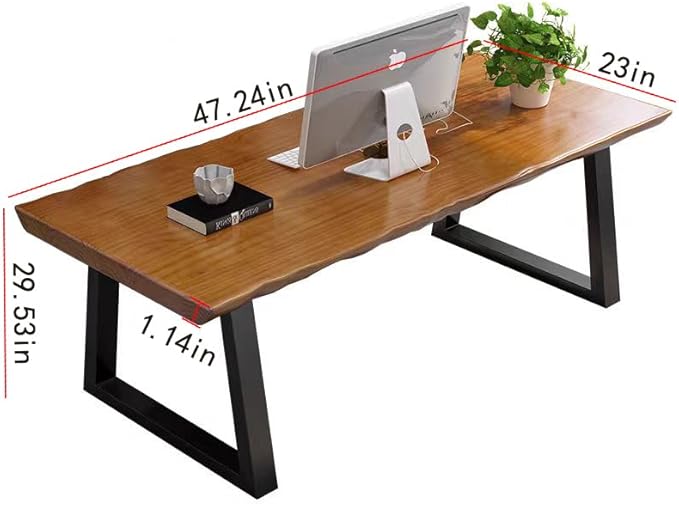 Modern Solid Wood Executive Desk – Spacious and Minimalist Home Office Workstation Perfect for Writing and Professional Use (Light Brown, 47in)