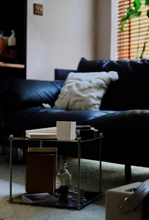 Modular Stainless Steel Shelving Unit, Silver Metal Storage Rack, Modern Living Room Side Table,Coffe Table (H12.6'')