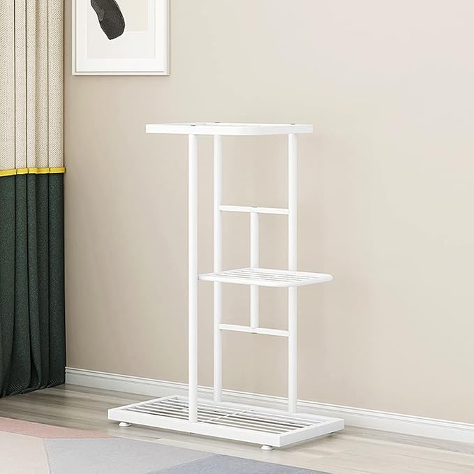 Plant Stand Metal 3 Tier 4 Potted Multiple Flower Pot Holder Shelf Indoor Outdoor Planter Display Shelving Unit for Patio Garden Corner Balcony Living Room (Gray)