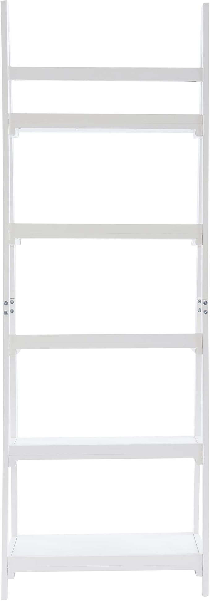 Melissa White Mid Century Five Shelf Ladder Bookcase by Linon