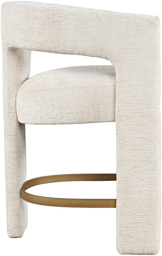 Jofran Gwen Natural Upholstered Counter Stool with Arms – Versatile Barstools – Stylish Seating for Kitchen Dining Room or Home Bar, Natural, Modern Counter Stools, Set of 2