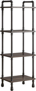 IBUYKE Industrial Pipe Ladder Shelf,4-Tier Vintage Style Book Shelf,Free Standing Units,Display Rack and Storage Organizer for Living Room,Bedroom,Kitchen,Black Grey UTMJ404G