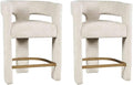 Jofran Gwen Natural Upholstered Counter Stool with Arms – Versatile Barstools – Stylish Seating for Kitchen Dining Room or Home Bar, Natural, Modern Counter Stools, Set of 2