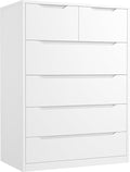 Romorgniz White Dresser for Bedroom with 6 Large Drawers, Tall Chest of Drawers Modern Wooden Dresser for Living Room, Entryway, Hallway, 43.2" H X 27.6" W X15.6 D
