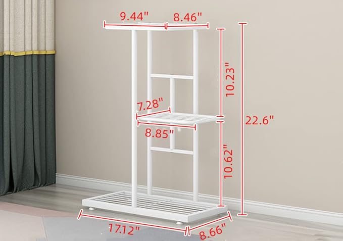 Plant Stand Metal 3 Tier 4 Potted Multiple Flower Pot Holder Shelf Indoor Outdoor Planter Display Shelving Unit for Patio Garden Corner Balcony Living Room (Gray)