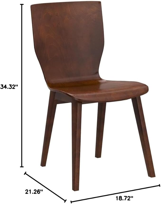 Baxton Studio Elsa Dining Chair Scandinavian Style Dark Walnut Bent Wood Dining Chair