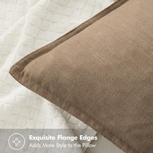 MIULEE Khaki Linen Pillow Covers Pack of 4 Decorative Natural Solid Throw Pillow Covers Soft Accent Boho Farmhouse Couch Pillowcases Modern Spring Home Decors for Living Room Bed Sofa 24x24 Inch