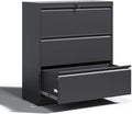 Locking Filing Cabinet with 3 Drawer Heavy Duty Large Metal Cabinet Home Office Black Lateral File Cabinets Wide Steel Cabinets for Legal/Letter Size File,Assembly Required