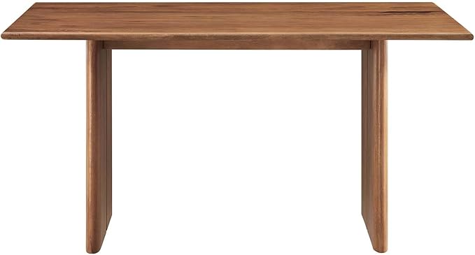 Modway Amistad 60" Solid Wood Modern Farmhouse Rectangular Dining Table in Walnut