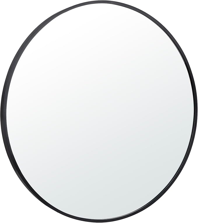 Smartxchoices Pack of 2 Black Large Round Mirrors 36 Inch, Metal Frame Wall Mounted Circle Mirrors, Vanity Mirror Wall Bathroom Décor, Washrooms, Living Rooms, Entryway