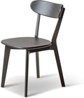 100% Solid Oak Wood Dining Chairs,Mid Century Modern Dining Chairs with Rounded Backrest,Kitchen,Dining Room Chairs Set of 1/2/4 (1, Black Color)