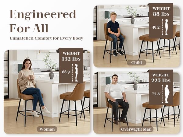 MALOL Bar Stools Set of 6, 26" Swivel Counter Height Chairs with Back,Thick Padded Seat & Footrest,Modern Faux Leather Barstool for Kitchen Island,Dining Room,Pub,Brown