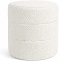 HomePop Upholstered Round Ottoman (No Lid, Seat Only) | HomePop Home Décor | Round Pouf Foot Rest – Cream Boucle