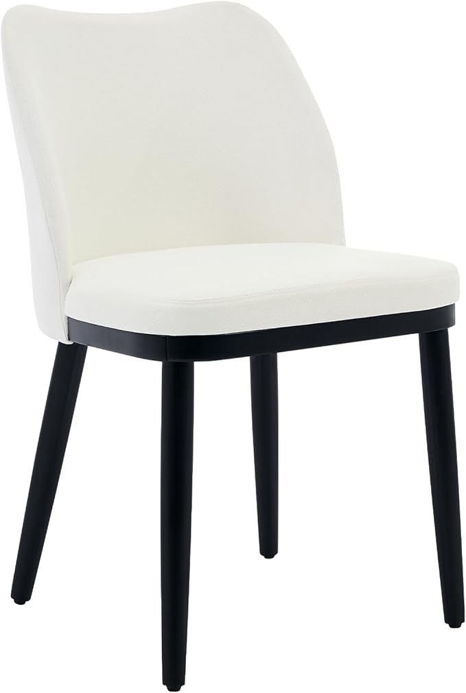 GarveeHome Wooden Dining Chairs Set of 2, Upholstered Kitchen Dining Room Chairs with Padded Seat and Wood Legs, Modern Fabric Side Dinner Chair for Kitchen, Dining Room, Restaurant, Cafe
