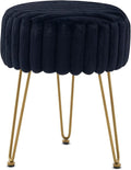 Vanity Stool,Faux Fur Ottoman Foot Stool, Dressing Table Seat with Metal Leg Vanity Chair for Bedroom, Living Room, Entryway, Offices