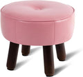 oakvivo Small Foot Stool Round Pouf Ottoman, 13'' Leather Foot Rest with Non-Skid Rubber Legs, Foolstool Ottomans for Couch, Sofa Footrest Step Stool for Living Room Bedroom Entryway Office, Pink