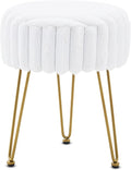 Vanity Stool,Faux Fur Ottoman Foot Stool, Dressing Table Seat with Metal Leg Vanity Chair for Bedroom, Living Room, Entryway, Offices
