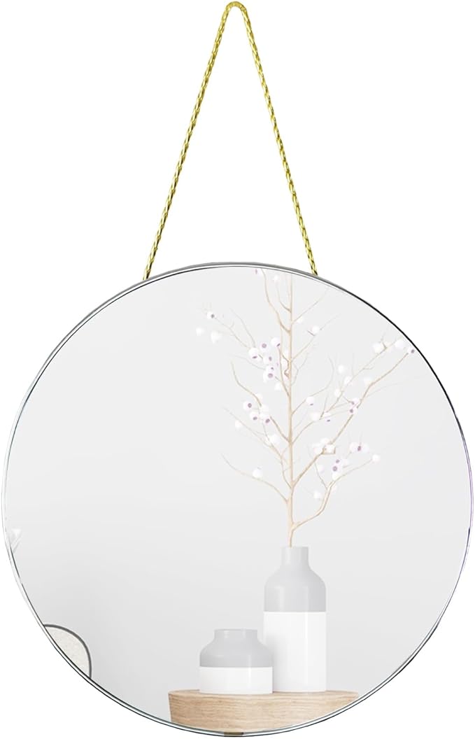 Funerom Sliver Round Wall Mirror 12.6 Inches Circle Mirror Bathroom Mirrors