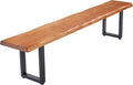 Stylish Brown Wooden Long Bench with Sturdy Metal Legs – Versatile Seating for Office, Restaurant, Living Room, and Meeting Room(Brown Bench, 63in)