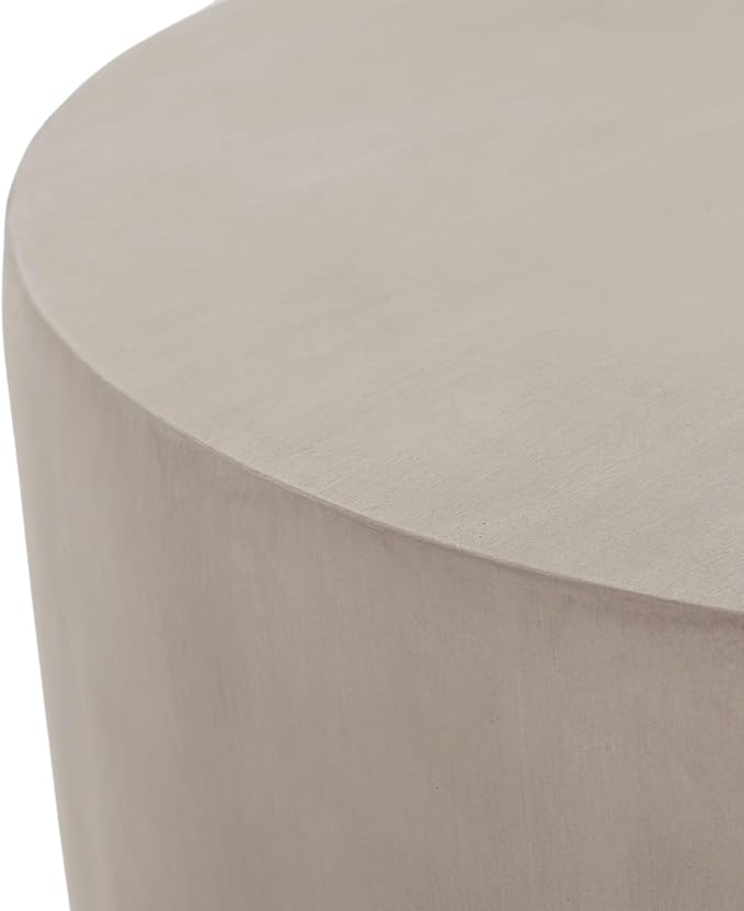 KEVINSPACE Small Side Coffee Table Outdoor MGO Round End Living Room Accent Sofa Bedside Couch Table Bedroom Apartment Indoor 16" W x18.25 H Light Grey