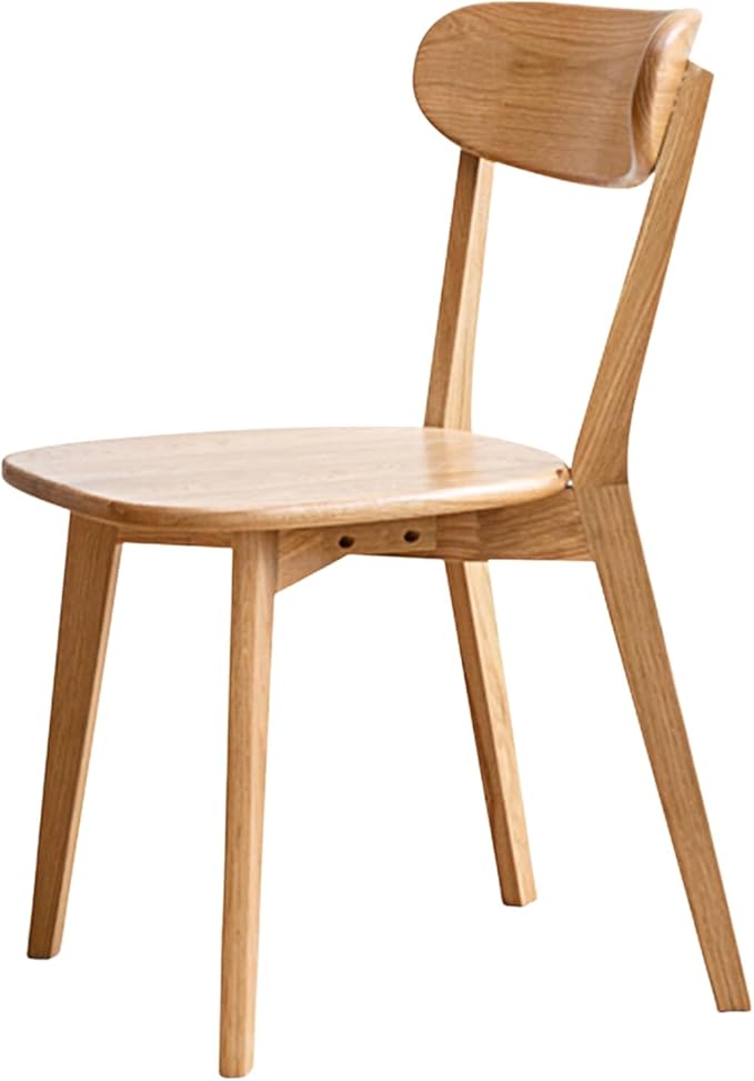 100% Solid Oak Wood Dining Chairs,Mid Century Modern Dining Chairs with Rounded Backrest,Kitchen,Dining Room Chairs Set of 1/2/4 (1, Natural Color)