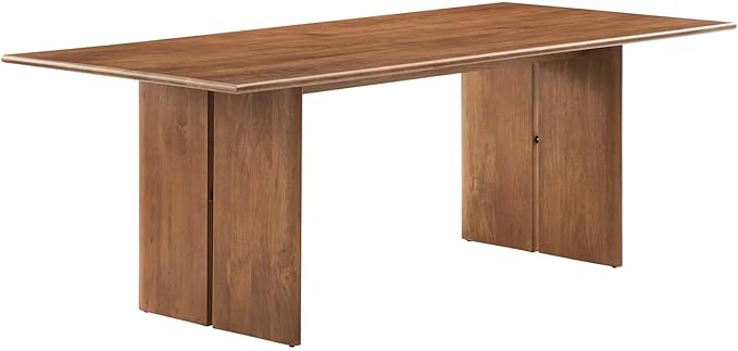 Modway Amistad 86" Solid Wood Modern Farmhouse Rectangular Dining Table in Walnut
