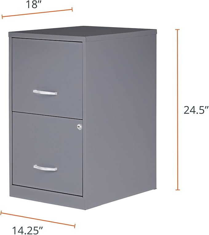 NuSparc 2 Drawer Locking Filing Cabinet | Pre-Assembled Steel Construction | Space-Saving Design is Perfect for Home and Small Office | Letter-Size | Assembled in North America
